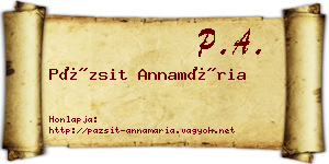 Pázsit Annamária névjegykártya