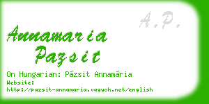annamaria pazsit business card